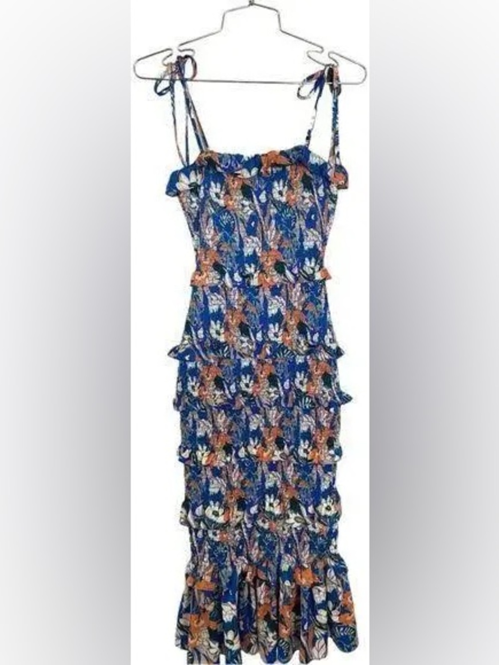 NWT Gianni Bini Valentina Floral Print Ruffled Square Neck Midi Dress size 0